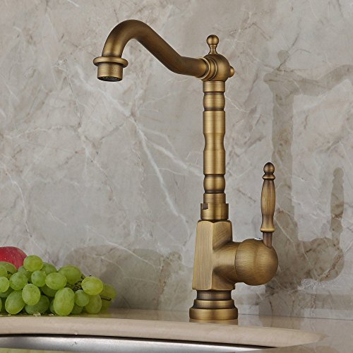 Hiendure® Einlochmontage Einhebelmischer Küchenarmatur Aus Messing Keramik-Kartusche schwenkbarer Rohrauslauf Hoher Auslauf Wasserhahn - 2