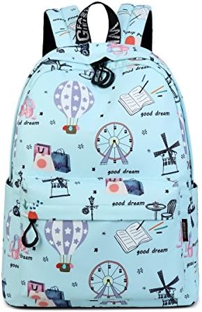 Acmebon Lightweight School Bookbag for Girls Women Daily Backpack Fit for 15.6" Laptop Blue Windmill