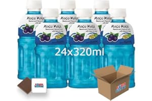 Mogu Mogu Flavored Drinks 24x320ml, BLACKCURRANT - Nata De Coco Juice - Refreshing Taste - Fun Drinking During Hot Summers Or Take Them On Trips & Picnics Boxed Treatz