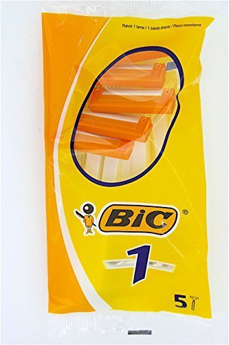 Original BIC 1 Disposable Razor Blade Pack of 5 Razors for Both MEN/WOMEN