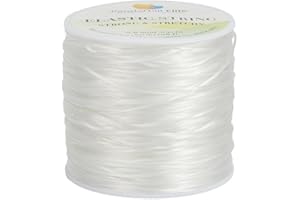 PH PandaHall Environ 60m Fil Élastique en Fibre Corde Élastique Bijoux Perle Fils élastiques Multibrins pour Enfiler des Perles Bracelets et Artisanat, Transparent, 0.8mm