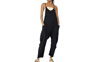 MJGKHIY Salopette da Donna Estiva Tuta Allentata Senza Maniche Overall Tuta Intera Jumpsuit con Tasche Pantaloni Cotone Taglie Forti Larghi Solidi Gamba Larga Pagliaccetti Salopette da Tuta Casual