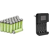 Amazon Basics – AA-Batterien mit hoher Kapazität, wiederaufladbar, 2400 mAh (24er-Pack), vorgeladen & Intelligentes, digitale