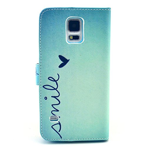 Samsung Galaxy S5 S5 Neo Custodia a Libro di NALIA, Flip-Cover Portafoglio Sottile Wallet Case Protettiva Ecopelle Vegan, Protezione per Cellulare Bumper per Telefono - Smile Heart Edition