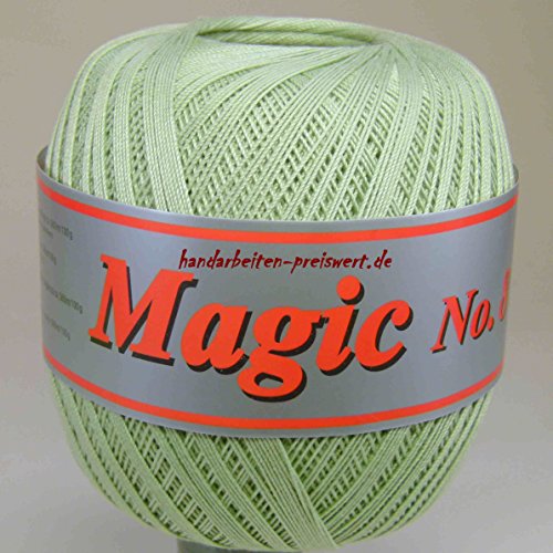 Häkelgarn 100 Gramm Baumwolle-Filet-Garn hellgrün häkeln - Magic Stärke Nm 17/3 Farbe birke_109