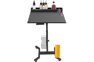 OUBUBY Tattoo Workstation, rullande salongbricka med justerbar höjd och multifunktionell förvaring, järnrullar salongsvagn arbetsvagn för frisörsalonger, tatueringsstudior, nagelstudior