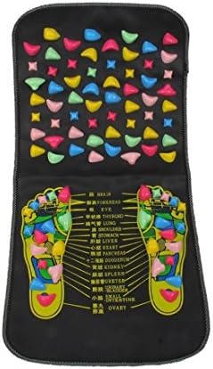 Reflexology Foot Massage Mat Foot Plastic Stone Walking Pad Health Care Acupressure Massager for Pain Relief and Relaxation (Medium, Black)
