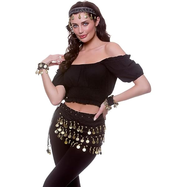 Wicked Costumes Gypsy Wahrsager-Münzen Stirnband Für Erwachsene – Schwarzer Haarreif Mit Goldmünzen