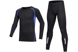 BUYKUD Kids' Girls Boys Long Sleeve Athletic Base Layer Compression Underwear Shirt & Tights Set Unisex