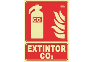 IberNorma FPB106 Señal Extintor CO2 21x30cm Clase B D≤10m PVC Luminiscente Homologada nueva UNE 23034:2023 y RIPCI (Clase B)