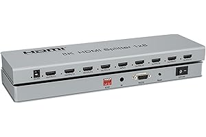 XYKJOBC 8K 60HZ HDMI Splitter 1X8, 1 in 8 Out HDMI Video Splitter Audio Video Converter con EDID Tamaño reducido para DVD PS4 cámara PC HDTV (1X8)