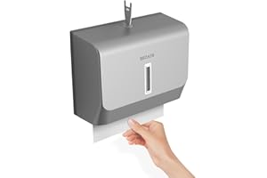 BEZADI Paper Towel Dispenser Wall Mounted, Compact Multifold C-Fold Hand Towel Dispenser, Folded ABS Commercial Household Tissue Towel Dispenser for Bathroom, White