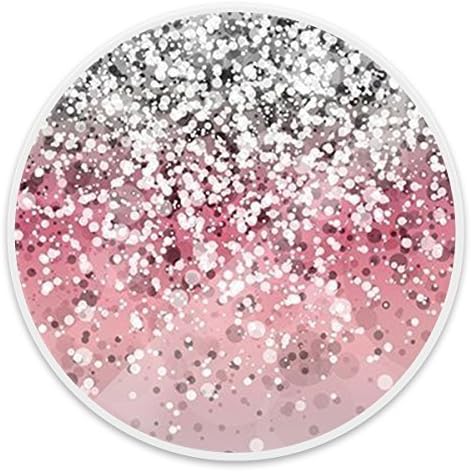 Collapsible Multi Function Cell Phone Holder. Expanding Pop Stand and Grip Socket Mount Holder for Smartphones, iPhone and Tablets-Silver Pink Glitter White