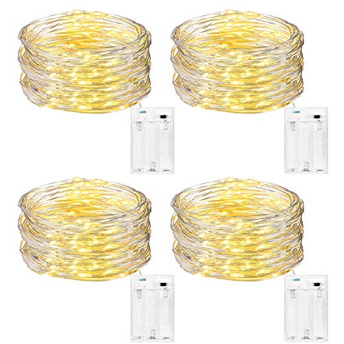 DazSpirit Guirlande Lumineuse [Lot de 4], 5M 50 LEDs Mini Guirlande LED Intérieur et Extérieur Décoration Lumière pour Chambre à Coucher, Mariage, Noël, Fête Blanc Chaud [Classe énergétique A+++]