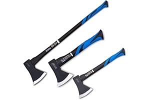 BITUXX Spaltaxt Spaltbeil Spalthammer Spaltkeil Fiberglas Forst Set - Die Perfekten Werkzeuge für Garten und Wald (Beil 600g + Axt 1000g + 1800g)