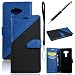 Produktbild GrandEver Asus Zenfone 3 (ZE520KL) 5.2" Ledertasche Hülle Spleiß Stil Schutzhülle Handschlaufe Tasche Lederhülle Scratch Schale Umschlag Stil Wallet Flip Case Cover mit Weiche Silikon Backcover Leder Innere Standfunktion Kreditkarte Slots Magnetverschluss Etui und Schwarz Stylus Pen - Blau und Schwarz