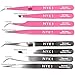 NYK1 Individual Precision Eyelash Tweezers - Pointed, Curved or X Cross in Silver or Pink. Ultimate Strong Highest Quality German Steel made to last