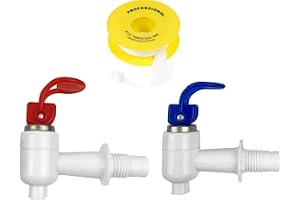 Royal Apex 2 Pcs Sets Water Cooler Faucet, Plastic Water Dispenser Tap, Water Bottle Jug Spigot Spout Valve Replacement Parts, Hot and Cold Internal Thread (RED&BLUE TAP WITH TEFLON TAPE)
