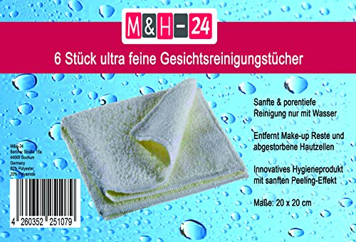 M&H-24 Gesichtsreinigungstücher, Kosmetiktücher aus Microfaser, Hautreinigung, Gesichtsreinigung, 6er Pack - 2