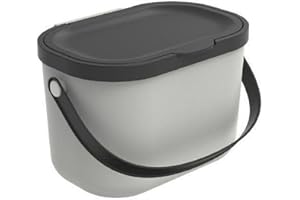 Rotho Albula - Pattumiera biologica con coperchio, 3,2 l, per cucina (bianco)