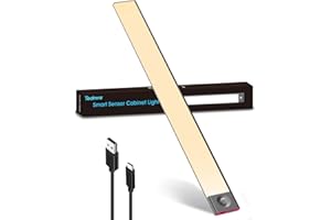 TEDMOS Regleta LED Bajo Mueble con Sensor de Movimiento, Regulable 40 cm Batería de 3600mAh Luz LED Armario Recargable USB con Imán Barra LED Cocina Sin Cable Luces Nocturna Adhesiva para Estanteria, Negro