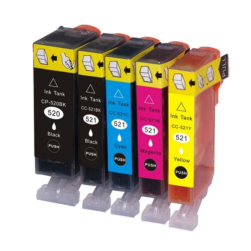 N.T.T.® 10x Tintenpatronen (2 SETS) XL mit Chip kompatibel zu PGI-520bk / CLI-521bk / CLI-521c / CLI-521m / CLI-521y - 7