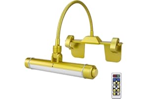 HONWELL Lampada per quadri wireless ricaricabile con 3 modalità di illuminazione, testina girevole a batteria, telecomando per applique con dimmer selezionabile, Oro