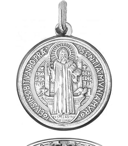 Medaglia Di San Benedetto In Argento 48 Mm - Con Anello Per Prete, Esorcismo