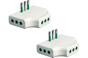 FANTON 82250-B2 - set 2 pezzi adattatore presa tripla piatta per spazi stretti SALVASPAZIO multipla 1 spina italiana piccola 10A 3 prese italiane piccole