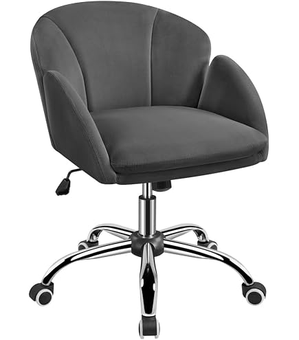 AUKWIK Samt-Bürostuhl Mit Blüten-Design – Höhenverstellbar & Drehbar Für Homeoffice & Schminktisch