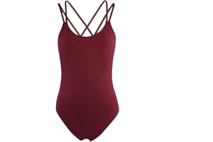 Oyolan Womens Ballet Dance Leotard Spaghetti Straps Criss Cross Thong Bodysuit Gymnastics Dancewear