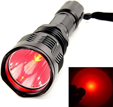 LiteMax Red Light Tactical Torch Flashlight 250 Yards Range High Lumens Red Hunting Light Super Bright Red Cree LED Coyote Hog Fox Predator Varmint Hunting Lamp Torch Powerful (with 18650 Battery + Charger)