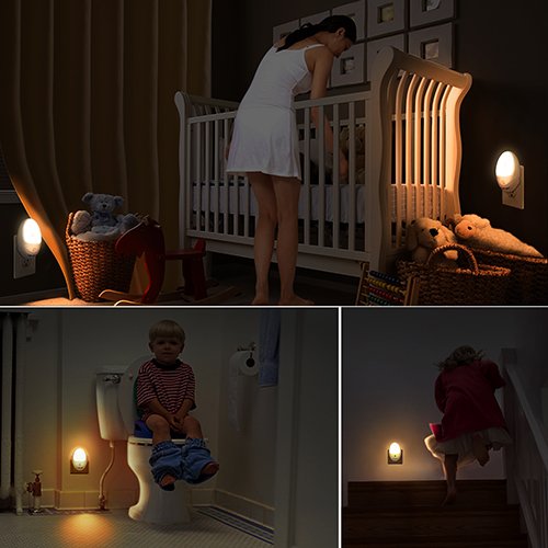 Emotionlite LED Nachtlicht mit Bewegungssensor und Dämmerungssensor Plug in Kinder Nachtlicht Sehr gut für Kinderschlafzimmer Badezimmer Flur Treppenaufgang Korridor Einbauschrank oder ein dunkles Zimmer Warmesweißes 2700K - 6