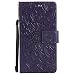 Produktbild Huawei Honor 8 Hülle, Chreey [Prägung Indische Sonne] Lederhülle Sonnen Blume Brieftasche Wallet Tasche Magnet Flip Case Handyhülle Etui mit Kartenfach Ständer [Lila]