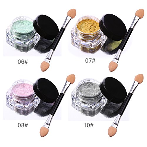 DE'LANCI Mirror Nail Glitter Powder 4Box 3g-Gold Silver Pigment Powder Nail Art Chrome-Glitter Dust Powder - Decoration Nails Art-Beauty Makeup Cosmetics Tools Kit with 4Pcs Sponge Stick