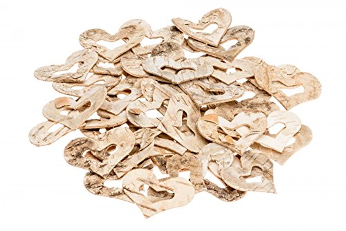 NaDeco® Birkenrinden Herz offen 5cm 50 Stück | Dekoherzen | Streudeko | Dekoherz | Holzherz | Hochzeitsdeko | Holzherzen | Birkenholz | Birkenstamm Herz | Birkenrinden Herz