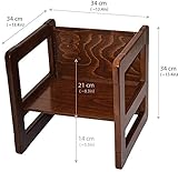 3 in 1 Multifunktionale Kindermöbel im Vierer Set Bestehend Aus einem Multifunktionalen Kindertisch oder Kindersitzbank und einer Multifunktionaler Kindersitzbank und zwei Multifunktionale Kinderstühle oder ein Multifunktionales Nest von vier Couch- Beistelltischen für Erwachsene, aus Massivem Buchenholz Dunkel Lackiert - 4