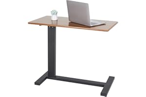‎FATIVO FATIVO Betttisch auf Rollen Höhenverstellbar, Computertisch Stehpult auf Rollen Tisch Holz Pflegetisch Krankentisch Beistelltisch Laptoptisch Sofatisch für Wohnzimmer Schlafzimmer 80x40x90cm, Braun