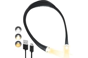 LEDBOKLI Neck Reading Light for Books in Bed, 3 Colour 9 Brightness LED Book Light Rechargeable Neck Reading Light Hands Free Book Light for Reading in Bed, Crochet, Knitting, Camping, Repairing