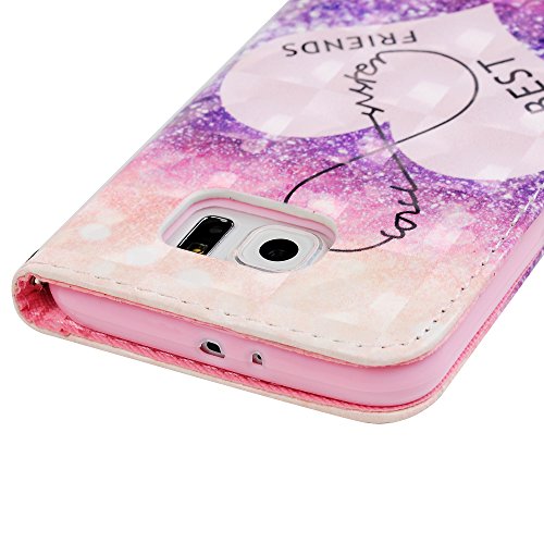 Lanveni S6 Hülle, Handyhülle für Flip Case Cover PU Lederhülle Schutzhülle Magnetverschluss Ledertasche mit Stander Function Brieftasche Card Slot Handy Tasche mit Liebe Cover Design für Samsung Galaxy S6 + 1 x Stylus Stift + 1 x Staubdichte Stecker - 6