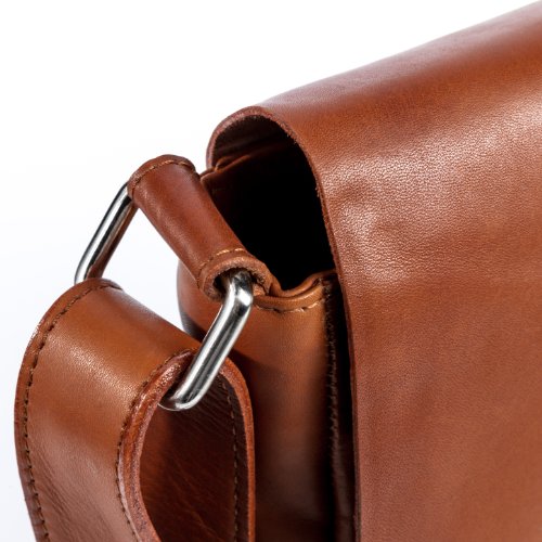 FEYNSINN Messenger Bag JACKSON – Umhängetasche fit für 11″, iPad – Kuriertasche – echt Leder hellbraun-cognac - 3