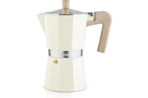 ‎SIVAPHE Sivaphe Espresso Coffee Machine 9 Cups / 450 ml Aluminium Moka Jug, Coffee Maker Moka Pot for Hob, Gas and Electric Hob, Heat Resistant Handle, White