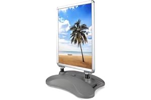 PREMIER BOND DISTRIBUTION A1 Water-Based Pavement Sign with Reinforced Snap Frame - Double-Sided Heavy Duty Outdoor Poster Stand with 2 PVC Sheets, Wind & Weather Resistant Freestanding Forecourt Display (Silver)