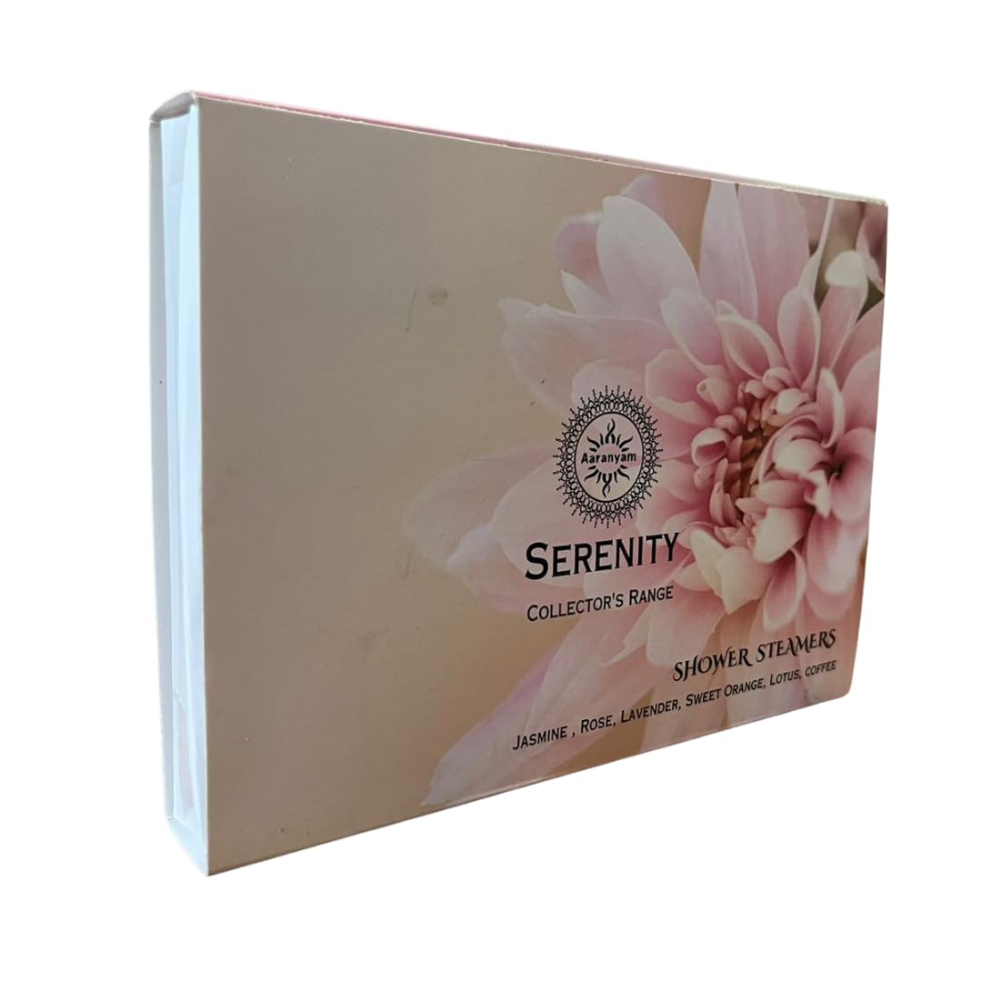 AaranyamSerenity Aromatherapy Shower Steamers - 6 Tablets (2 oz each), Shower Bombs with Essential Oils for Stress Relief, Se