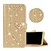 Produktbild Obesky Hülle für Galaxy A9 2018, Luxus Bling Glitzer PU Leder Flip Wallet Case mit Diamant Liebe Herz Magnetverschluss Standfunktion Kartenfach Schutzhülle für Samsung Galaxy A9 2018, Gold