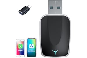 Mineup Bezprzewodowy adapter Carplay, 2 w 1, bezprzewodowy adapter z systemem Android Auto & Carplay, Plug and Play, Android Auto Wireless Adapter, obsługuje iOS 10+ i Android 11+, stabilne połączenie