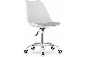 NMK HOME Silla Oficina con Ruedas 360 °- Cadeira Escritorio para Sala de Estudio - Fácil de Montar y Base Cromada