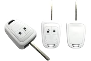 GENERIC Nordecco Silicone Protective Key Cover Compatible With Vauxhall Opel Corsa E Astra J Insignia Adam Meriva Zafira 2 or 3 Button (White)