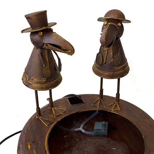 Metallbrunnen mit 2 Raben, Ø46xH43cm, inkl Elektropumpe IPX8 230V 50Hz 5W, Antik-Look / Metall Zimmerbrunnen Dekobrunnen - 4