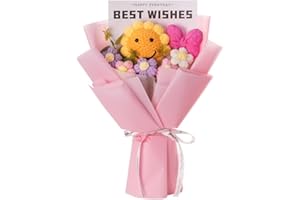 VPPIK Handmade Crochet Flower Bouquet - Complete Flower Crochet Kits for Mother’s Day, Birthday, Valentine's Day, Wedding, Graduation, Anniversary Graduation Gifts (Pink)
